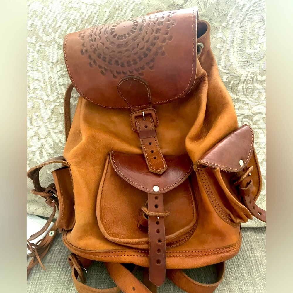Genuine, leather backpack